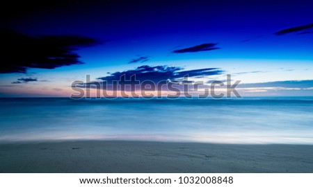 Long exposure over sunrise sea