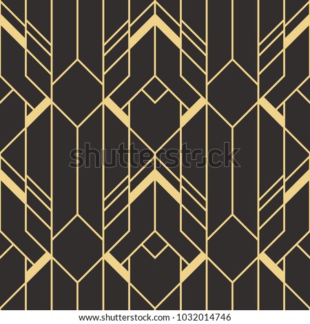 Vector modern tiles pattern. Abstract art deco seamless monochrome background