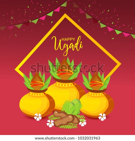Vector illustration of a Background for Happy Ugadi(Hindu New Year).