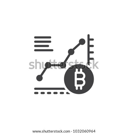 Bitcoin growth chart vector icon. filled flat sign for mobile concept and web design. Ð¡ryptocurrency business graph simple solid icon. Symbol, logo illustration. Pixel perfect vector graphics