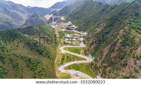 Winding mountain aerial photography