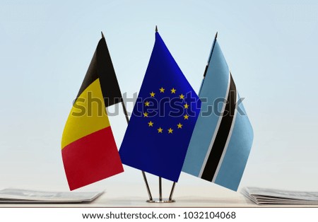 Flags Belgium of  European Union and Botswana