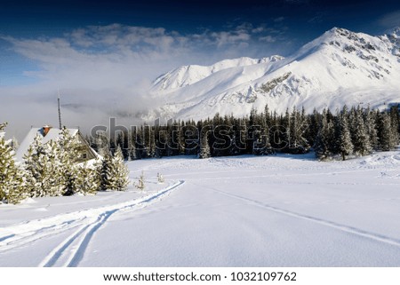 Hala Gasienicowa in Tatra Mountains. Mountains in the winter. Poland.