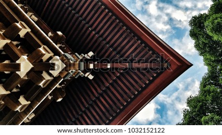 The roof of temple in Tokyo  in summer
