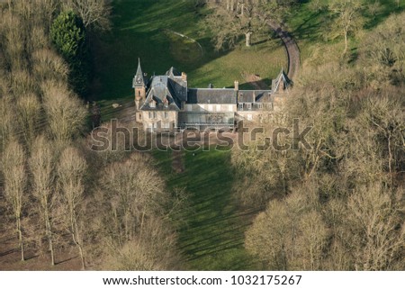 aerial view of a castle near Abbeville in the department of Somme in France