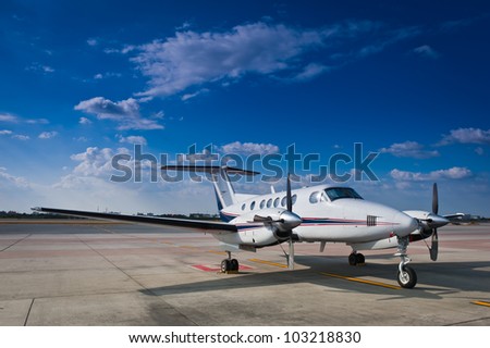 Commercial airplane with nice sky Royalty-Free Stock Photo #103218830