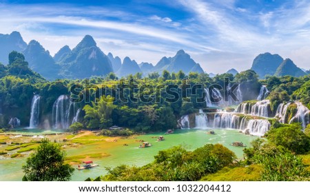 Waterfall of landscape scenery Royalty-Free Stock Photo #1032204412