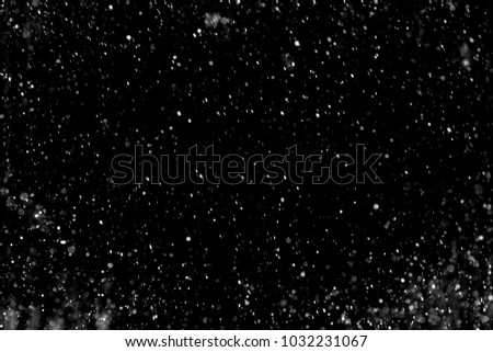 Snow hi-res texture for designers works - abstract photo texture of the real snow on the black background for adding and editing as background layer in the screen regime