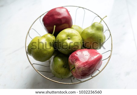 Seasonal fruit and vegetables in a bowl
