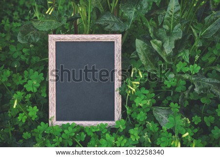 frame for photography on a background of leaves. mock up.