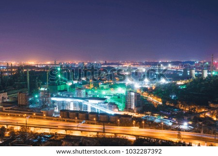 Overlooking the modern city at night