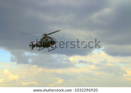 Helicopter in motion in the air