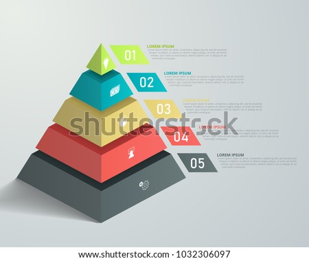 3D pyramid infographic template for business, education, web design, banners, brochures, flyers, diagram, workflow, timeline. Vector illustration. Royalty-Free Stock Photo #1032306097