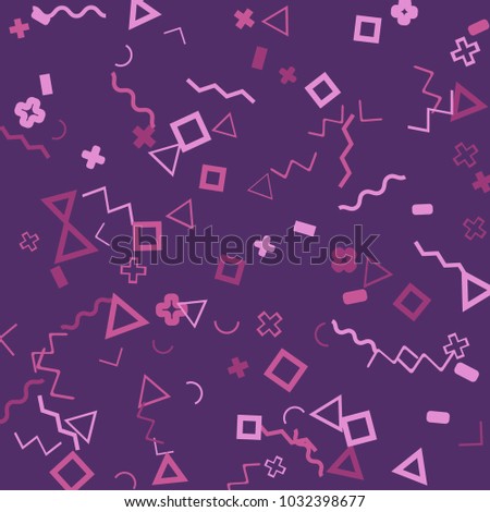 Memphis background.  Retro background with different  color figures for print or card. Abstract memphis background with geometric colorful figures for your design. Vector texture.