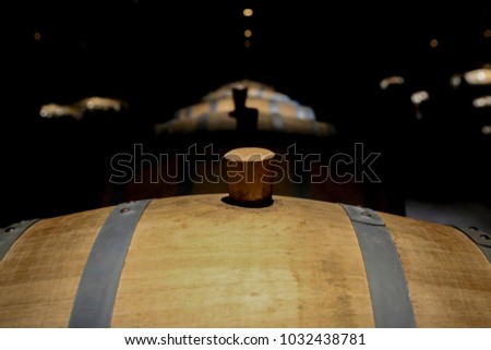 Large Wine Barrel With Cork Royalty-Free Stock Photo #1032438781