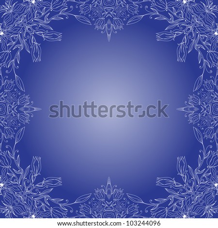 Abstract ornamental blue frame, elegant vintage label, vector illustration