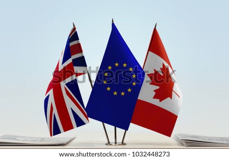 Flags of Great Britain European Union and Canada