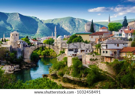 Mostar in Bosnia-Herzegovina Royalty-Free Stock Photo #1032458491