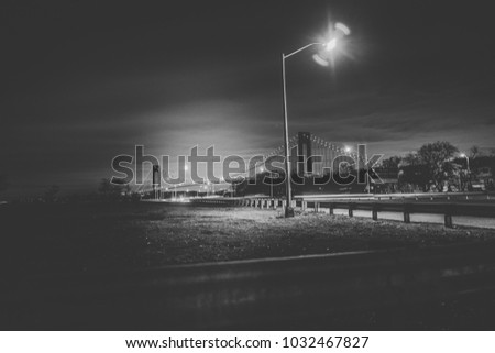 Belt Parkway highway in New York City at night in black and white