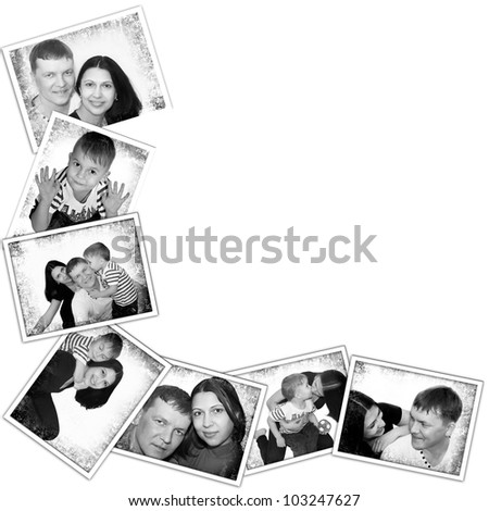 Photos background with and different black and white shots of family