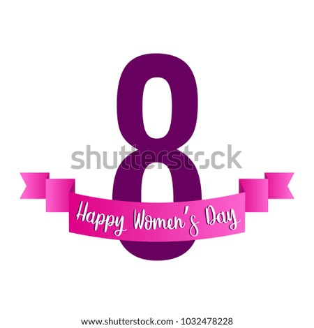 Number eight with a ribbon. Happy women day