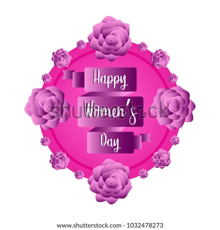 Label with roses. Happy women day