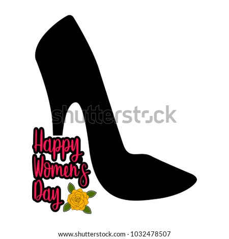 High heel shoe with flowers. Happy women day