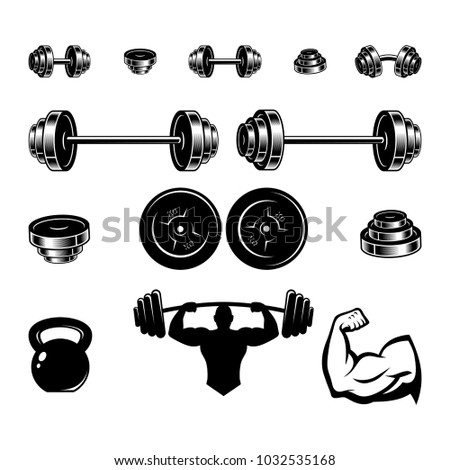 Set of vintage gym equipment