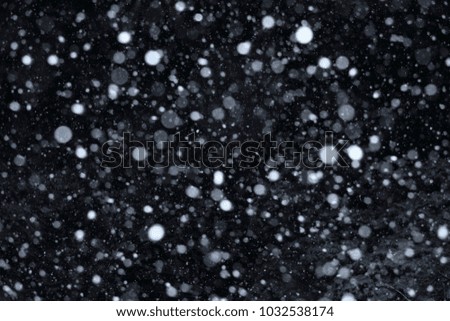Snow falling in the night