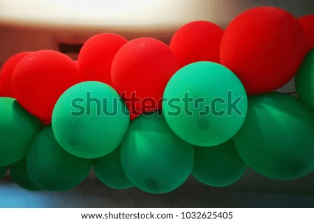 Green and red balloons Chinese people are invented as a dragon to celebrate their Chinese New Year.