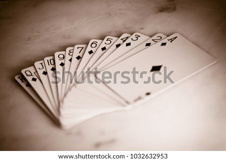 Playing cards in black and white