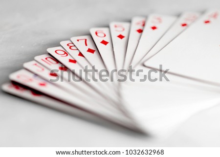 Playing card  - 13 cards of diamonds white background