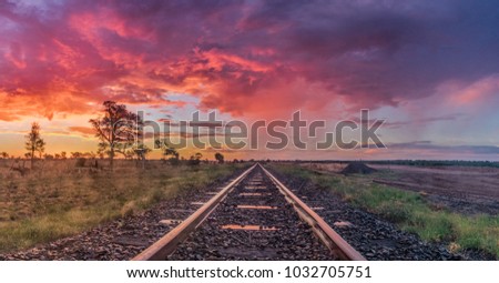 Colourful Sunset over Railroad