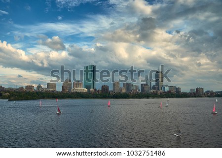 Yachts in Charles River, Boston, Massachusetts, the United States