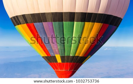 colorful hot air balloon in blue sky background 