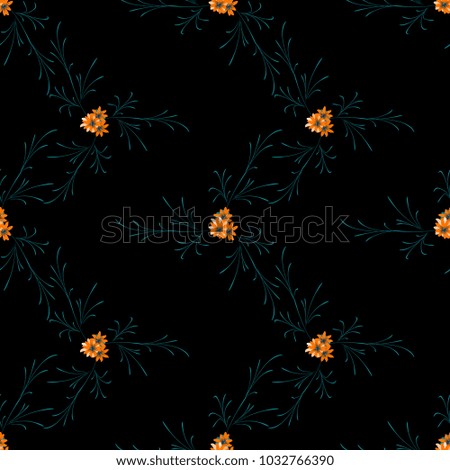 Small Flowers. Seamless Pattern with Cute Daisy Flowers. Feminine Rapport for Linen, Textile, Fabric in Trendy Country Style. Colorful Seamless Pattern with Tiny Flowers. Vector Background.
