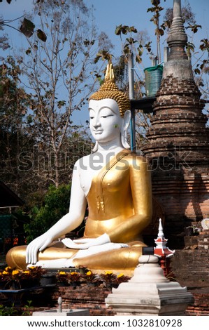 Buddha image in the temple in Phayao.