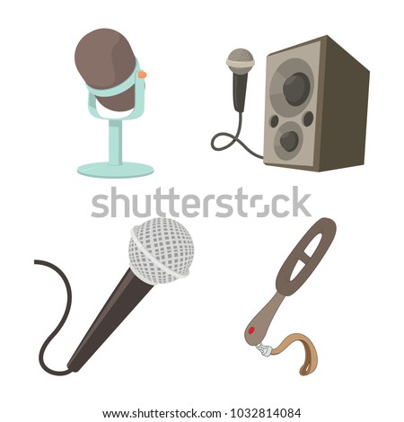 Microphone icon set. Cartoon set of microphone vector icons for web design isolated on white background