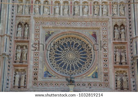 A particular of Orvieto cathedral facade, Umbria, Italy 