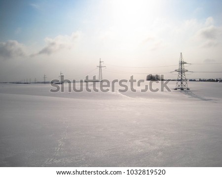 A new 330kV power line in one of the cold winter days