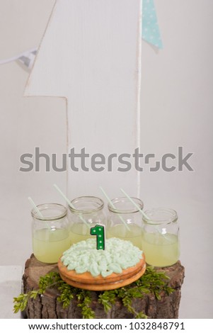 Celebratory cake on a white background with a year, birthday