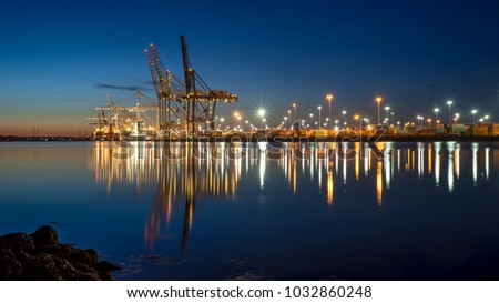 Southampton Docks at night Royalty-Free Stock Photo #1032860248