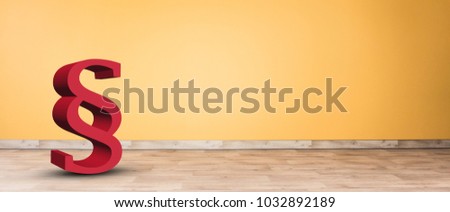 3d paragraph symbol in an empty room on floor with copy space