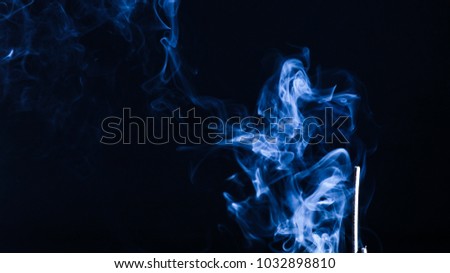 Abstract Smoke Photography Blue Color using incense stick highlighted in flash light 12