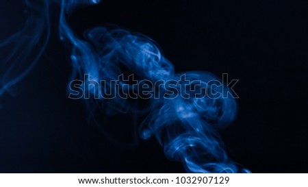 Abstract Smoke Photography Blue White Color using incense stick highlighted in flash light 39