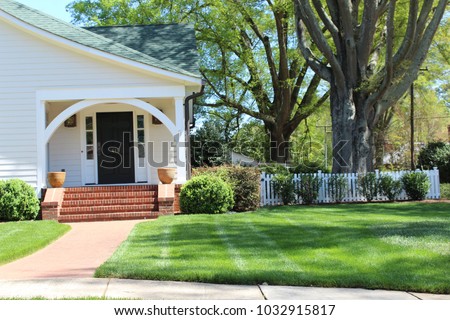 Beautiful exterior house in rural suburban neighborhood. North Carolina, South Carolina, architecture