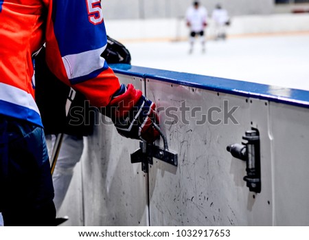 Hockey players on the bench