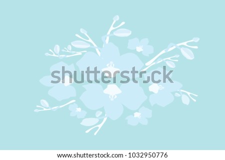 Abstract orchid pattern. Gentle flowers background. Vector illustration for invitation, card, celebration, party, carnival, festive holiday and Your project. Gentle blue Background