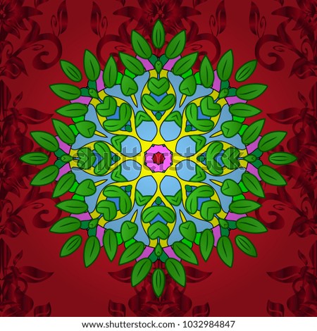 Seamless Floral Pattern in Vector illustration. Flowers on red, green and blue colors.