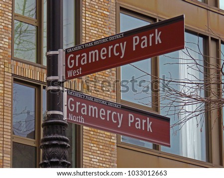 Street Signs in the Gramercy Park Section of New York City, New York
